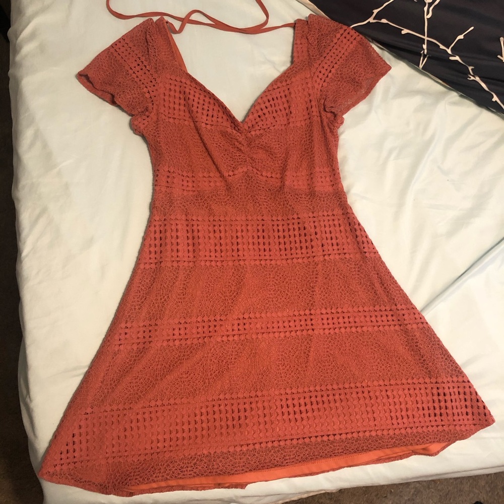 Peach Crochet Dress